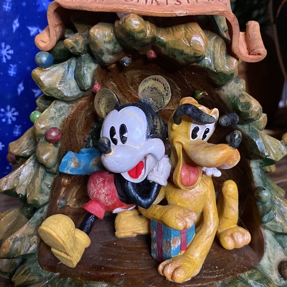 Disney Mickey Mouse and Pluto Lighted Woodland Christmas Tree Carved Wood Style - Picture 5 of 16